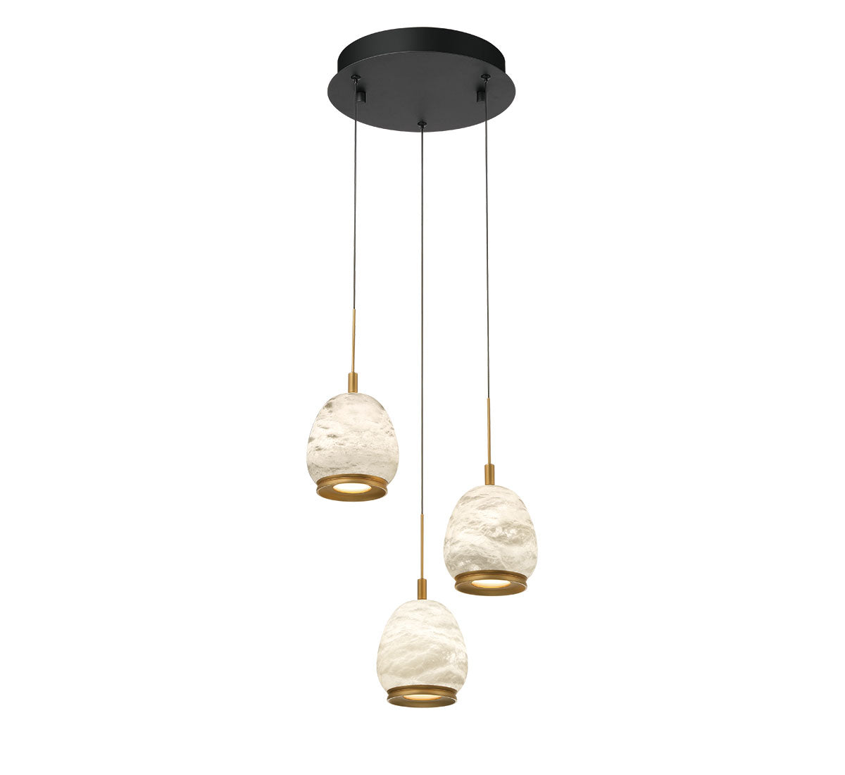 Dimmable 3 Light Round LED Pendant