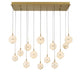 CORFU 12377-030, 14 Light Rectangular LED Chandelier